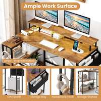 Tangkula L-Shaped Gaming Desk with LED Lights & Power Outlets