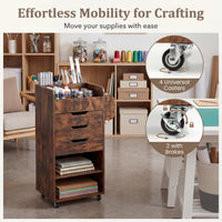 Tangkula Rolling Storage Cart with Drawers