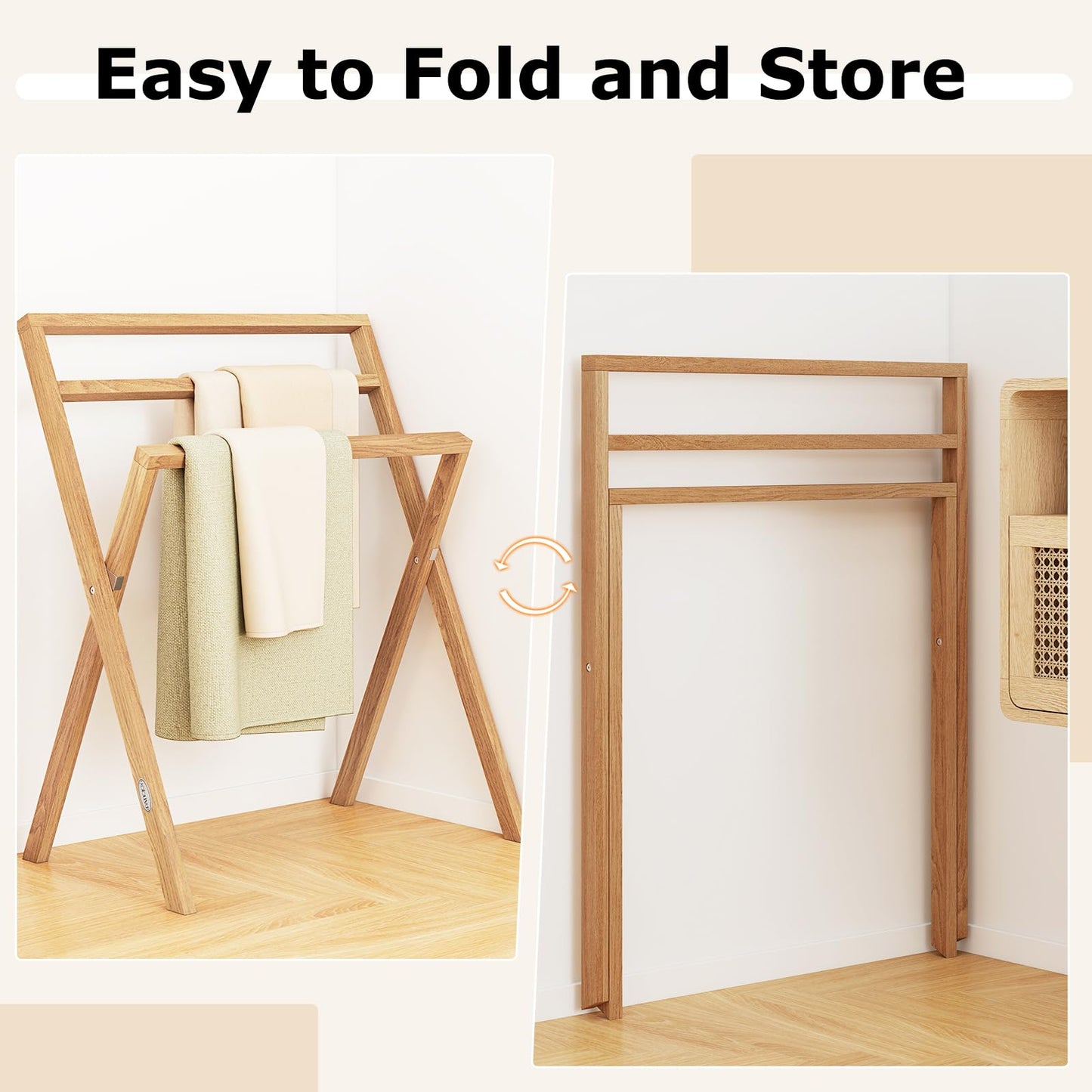 Tangkula Freestanding Towel Rack with 3 Hanging Crossbars