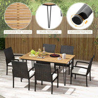 Tangkula Ensemble de salle à manger de patio 7 pièces avec table à manger en bois d'acacia