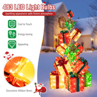 Tangkula Tour de cadeaux pré-éclairée de 1,70 m avec 15 boîtes de Noël lumineuses, nœud et 483 ampoules LED