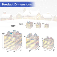 Tangkula Set of 3 Christmas Lighted Gift Boxes with Bows and Plug