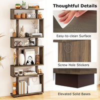 Tangkula 64" Tall 6-Tier S Shaped Bookcase with Anti-Tipping Kit