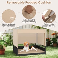 Tangkula Elevated Wicker Dog House for Small to Medium Breeds