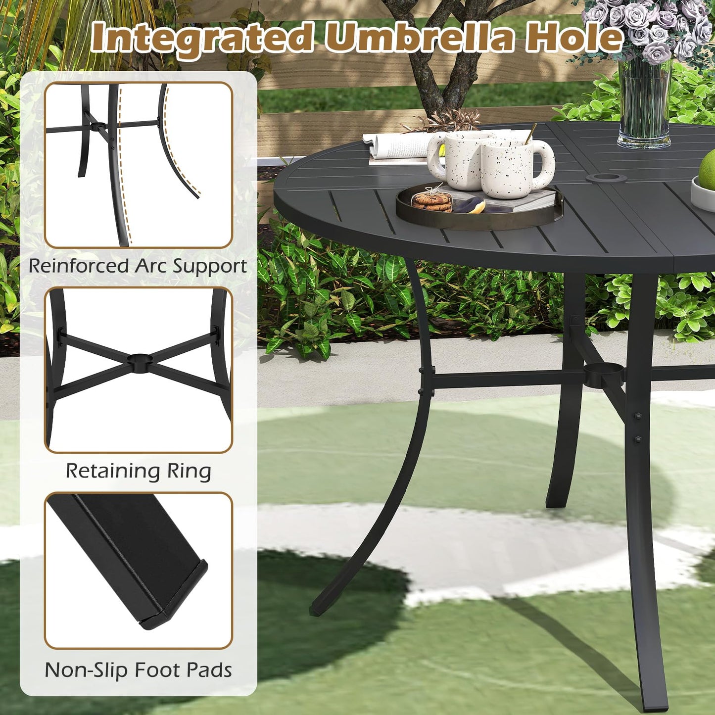 Tangkula 5 Pieces Patio Dining Set for 4 for Garden and Deck