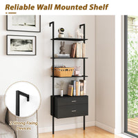Tangkula Ladder Bookshelf with Storage Wall Mount Storage Bookcase(1/2)