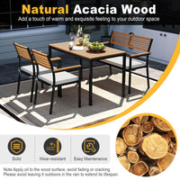 Tangkula 4 Piece Patio Dining Furniture Set w/Acacia Wood & Metal Frame