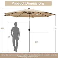 TANGKULA 10FT Solar Umbrella, Patio Umbrella with 112 LED Lights