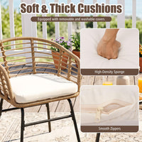 Tangkula 3 Pieces Patio Furniture Set with Tempered Glass Coffee Table and Soft Cushions