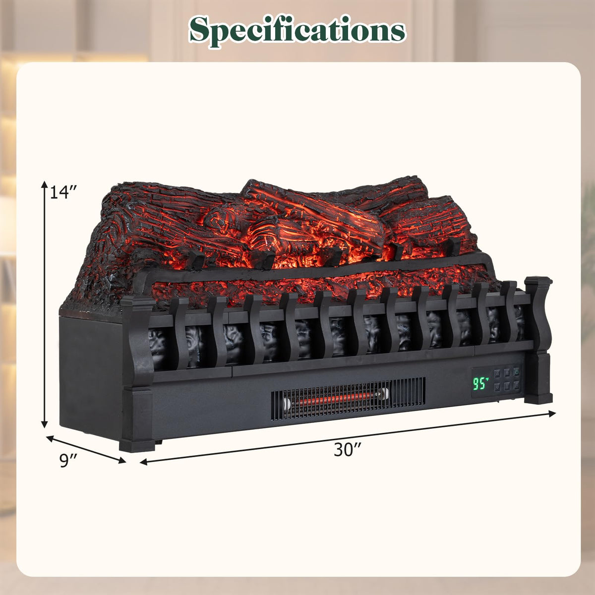 Tangkula 30" WiFi Fireplace Insert Pinewood Set