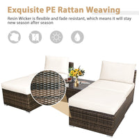 5 Piece Wicker Lounge Chair Set, with Tempered Glass Coffee Table