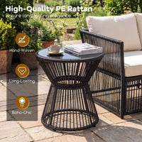 Tangkula PE Rattan Hourglass-Shaped Outdoor Side Table with LED Warm Light (1/2)