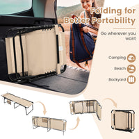 Tangkula Foldable Beach Lounge Chair for Outdoor, Reclining Chair with Removable Headrest