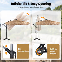 Tangkula 10 FT Solar Tiki Patio Umbrella with 96 Multi-color Flowing LED Lights