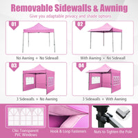 Tangkula Outdoor Tent with 3 Sidewalls & Awning for Party Picnic Event Beach Camping