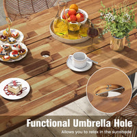 Tangkula 67 Inch Outdoor Dining Table, Acacia Wood Patio Table with 2 Inch Umbrella Hole