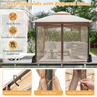 Tangkula 10x10 FT Outdoor Gazebo with Netting for Yard Garden Lawn