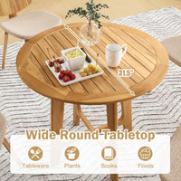Tangkula 31.5" Round Patio Dining Table with Slatted Tabletop