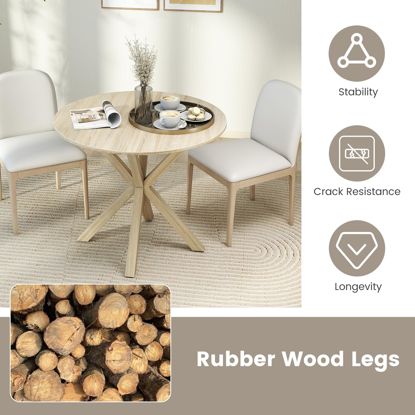 Tangkula 36" Round Dining Table for Home
