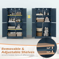 Tangkula 43.5" H Freestanding Pantry Cabinet with 4 Doors and 2 Adjustable Shelves