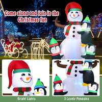 Tangkula 6 FT Christmas Inflatable Snowman with 3 Penguins