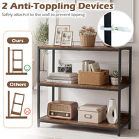 Tangkula 3-Tier Bookshelf with Wooden Shelves and Metal Frame