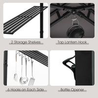 Tangkula 10.5x5 FT Grill Gazebo with Side Awning, 2-Tier Barbecue Gazebo with 2 Shelves, 12 Hanging Hooks