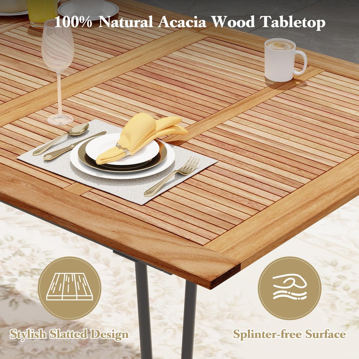 Tangkula 86.5-Inch Patio Dining Table, Indoor & Outdoor Dining Table w/Umbrella Hole for Patio Yard Deck, for 8 People
