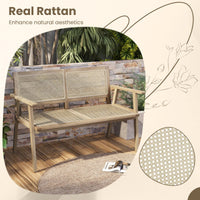 Tangkula Outdoor Teak Wood Garden Bench, 2-Person Patio Bench