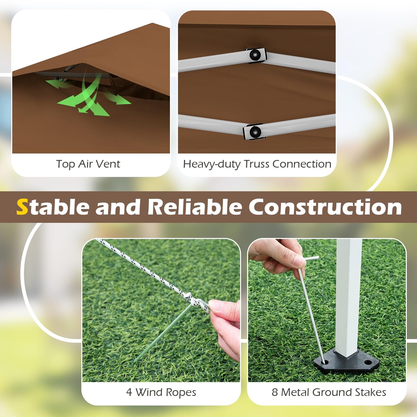 Tangkula 11.5x11.5 FT Pop Up Gazebo Heavy-Duty Metal Frame