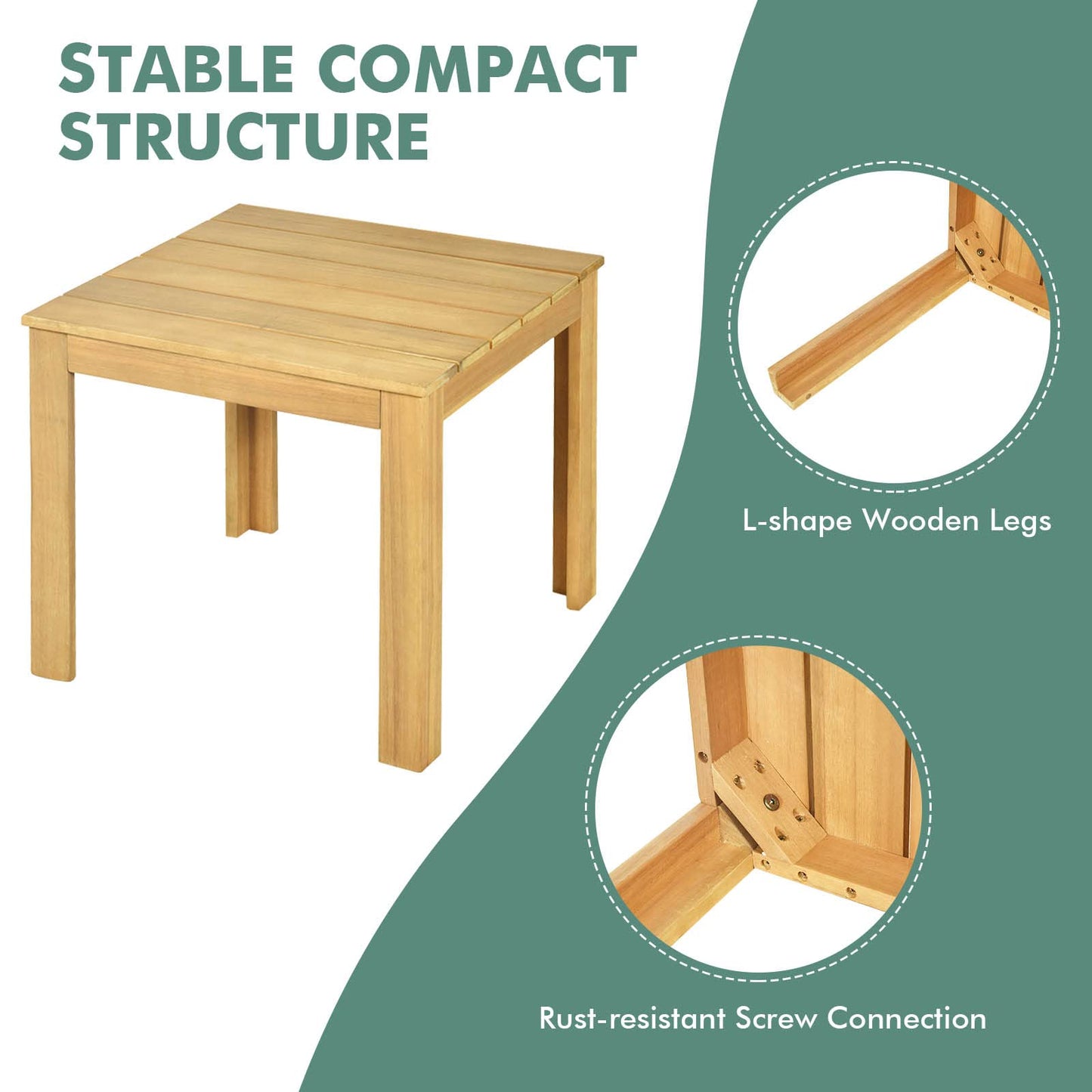 Outdoor Square Side Table, Weight Capacity 220lbs, 18 x 18 x 16 Inch
