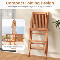Tangkula Teak Wood Folding Patio Chairs Set of 2/4 ( Slatted Back )