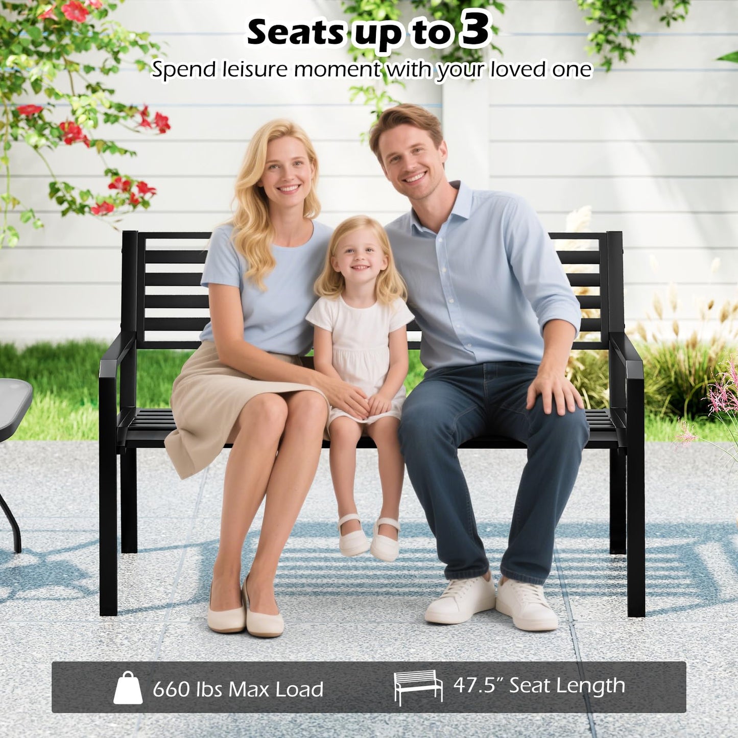 Tangkula 50” Outdoor Metal Park Bench