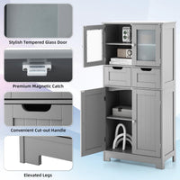 Tangkula Tall Bathroom Storage Cabinet, Freestanding Floor Cabinet