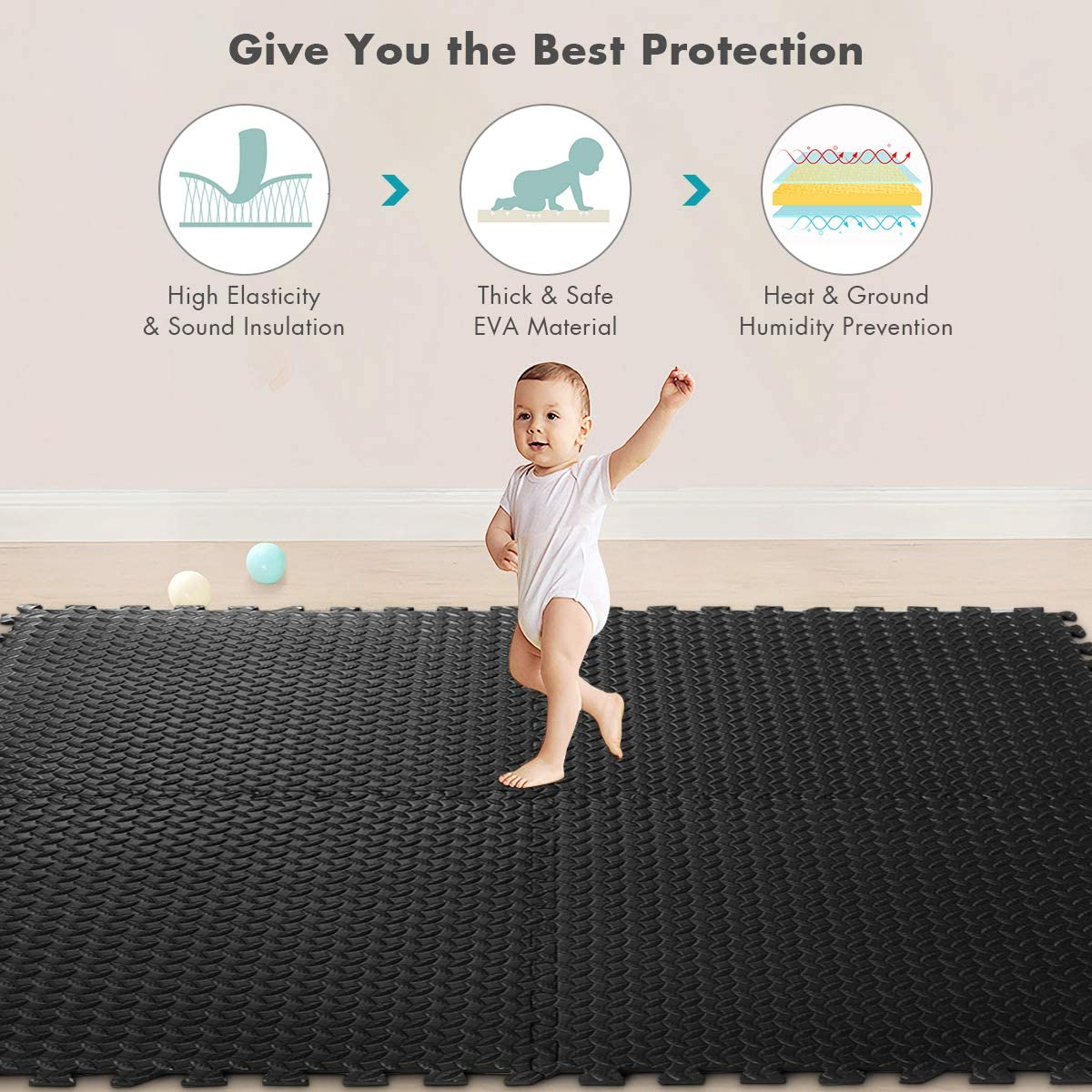 12 Pieces EVA Exercise Floor Mats - Tangkula