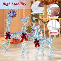 Tangkula 3-Piece Christmas Lighted Iridescent Reindeer Family Set, Xmas Pre-Lit Deer with 230 LED Lights