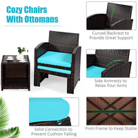 Tangkula 5 Pieces Patio Rattan Furniture Set, Outdoor Conversation Set