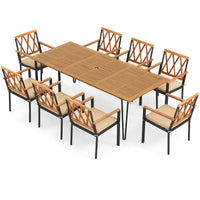Tangkula 9 Pieces Patio Dining Set Outdoor Furniture Set