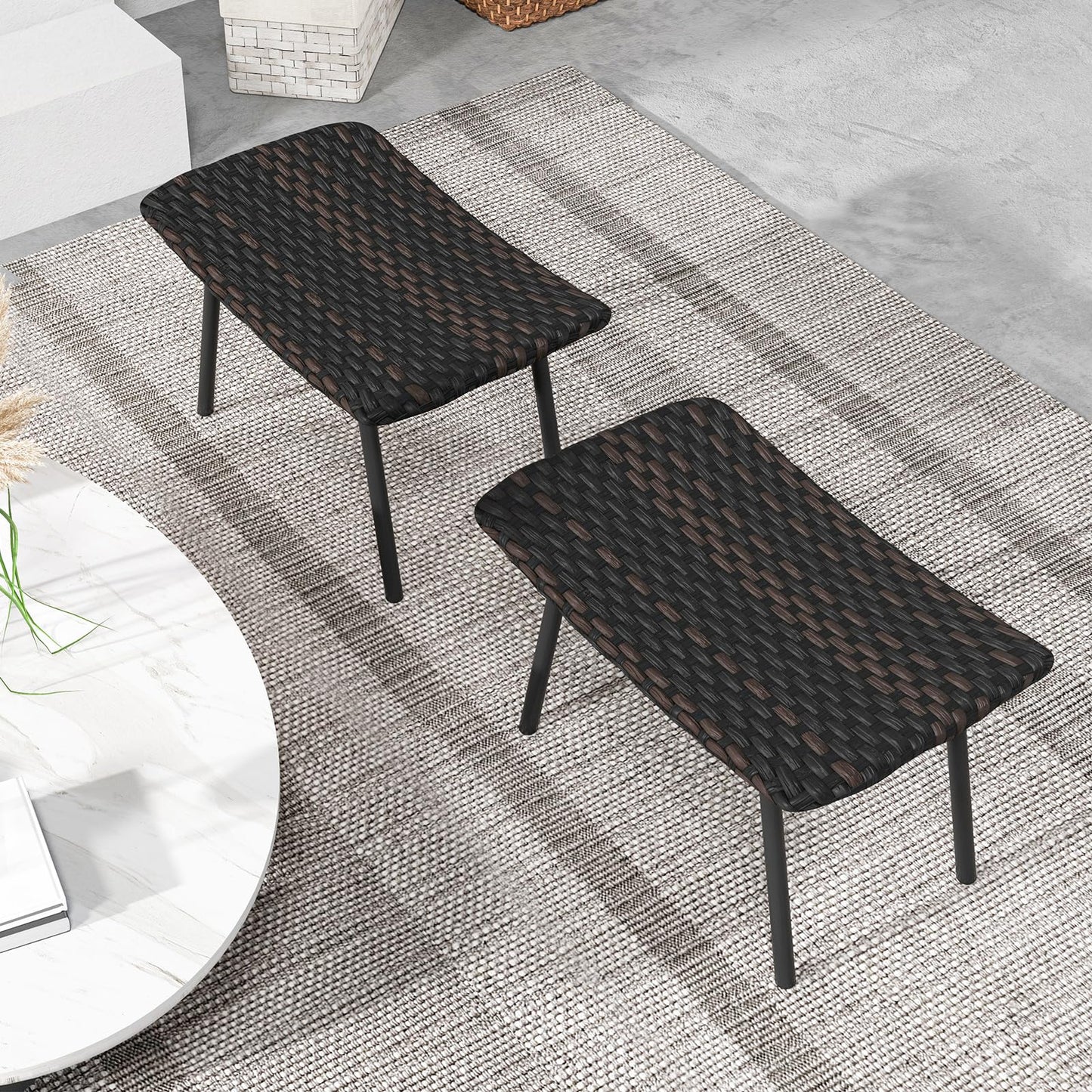 Tangkula Set of 2 Patio Ottomans