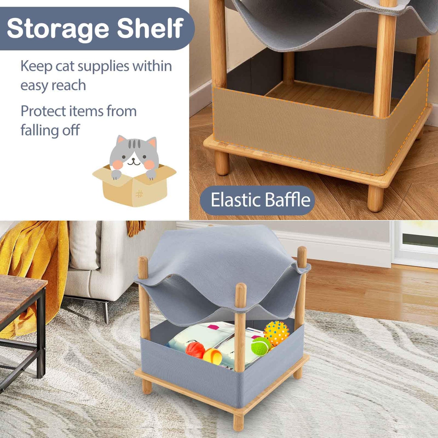 Tangkula Elevated Cat Hammock Bed