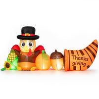 Tangkula 8.3 FT Thanksgiving Inflatable Turkey with Built-in LED Lights