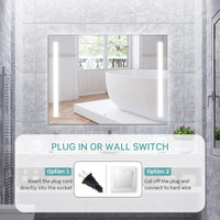 Tangkula 80CMx60CM LED Bathroom Mirror with Steplessly Adjustable Brightness