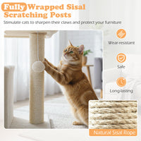 Tangkula Cat Tower with Sisal Scratching Posts for Small Spaces