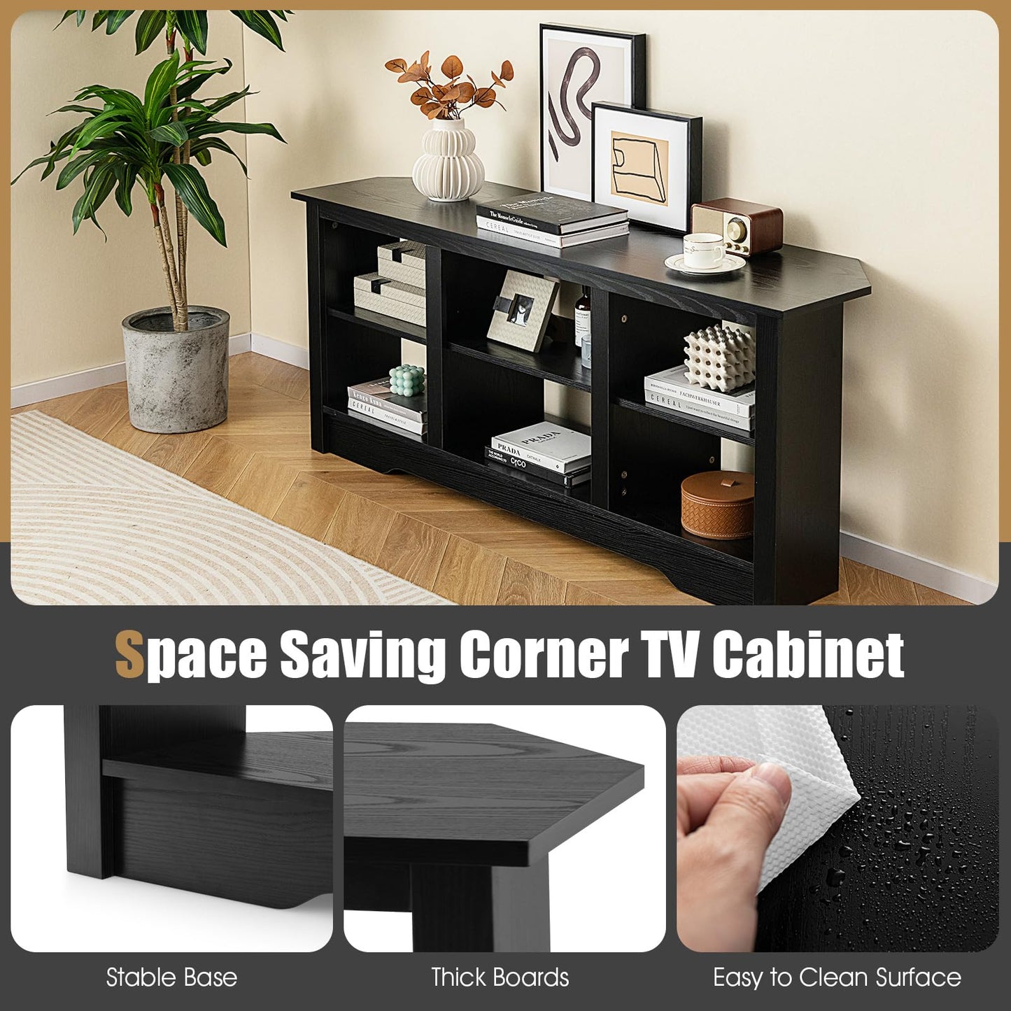 Tangkula Farmhouse TV Stand for TVs up to 65 Inch