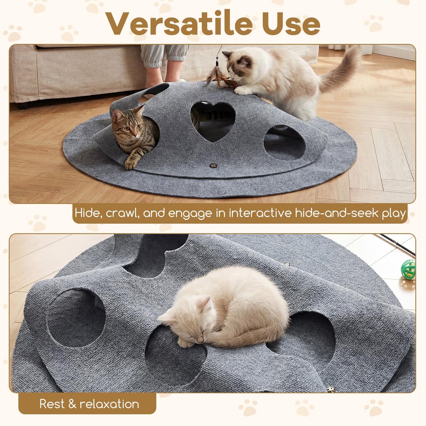Tangkula Grand tapis tunnel rond de 102 cm pour chats d'intérieur