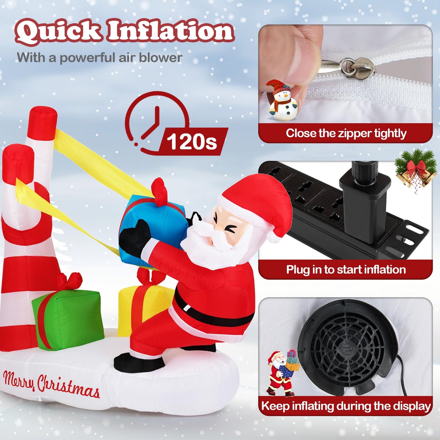 Tangkula 7 FT Christmas Inflatable Santa Outdoor Decoration