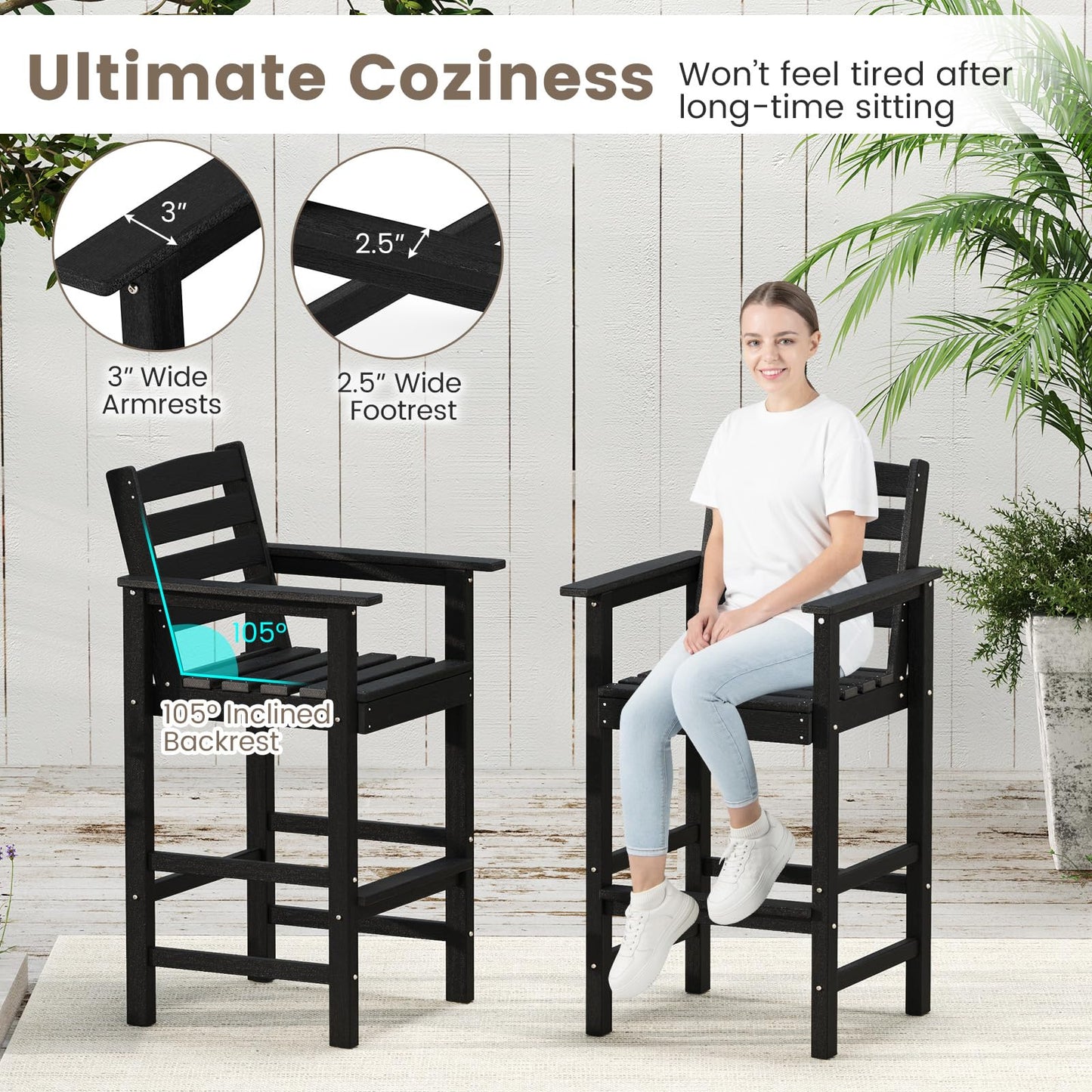 Tangkula Patio Adirondack Bar Chairs Set of 2/4