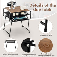 Tangkula Table d'appoint à 3 niveaux avec étagère de rangement