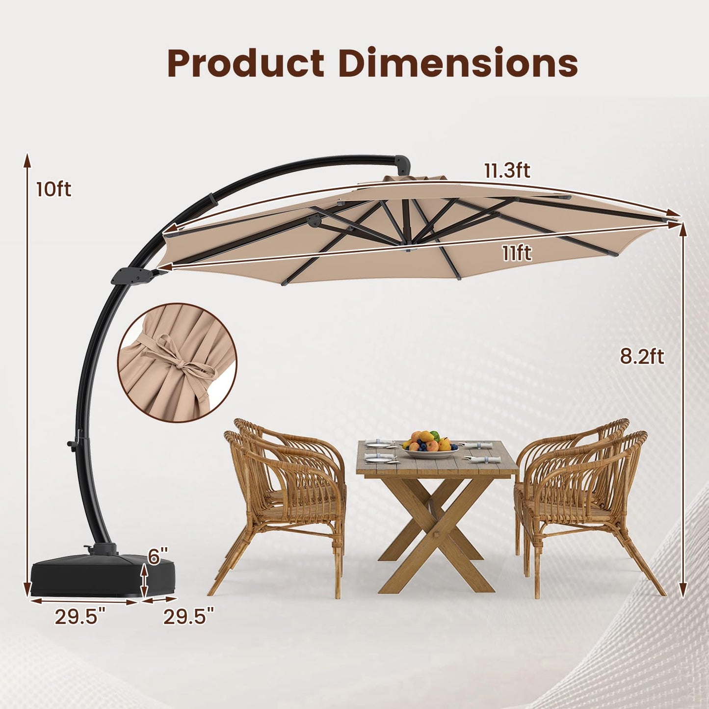 Tangkula 11FT Patio Umbrella with Base Included