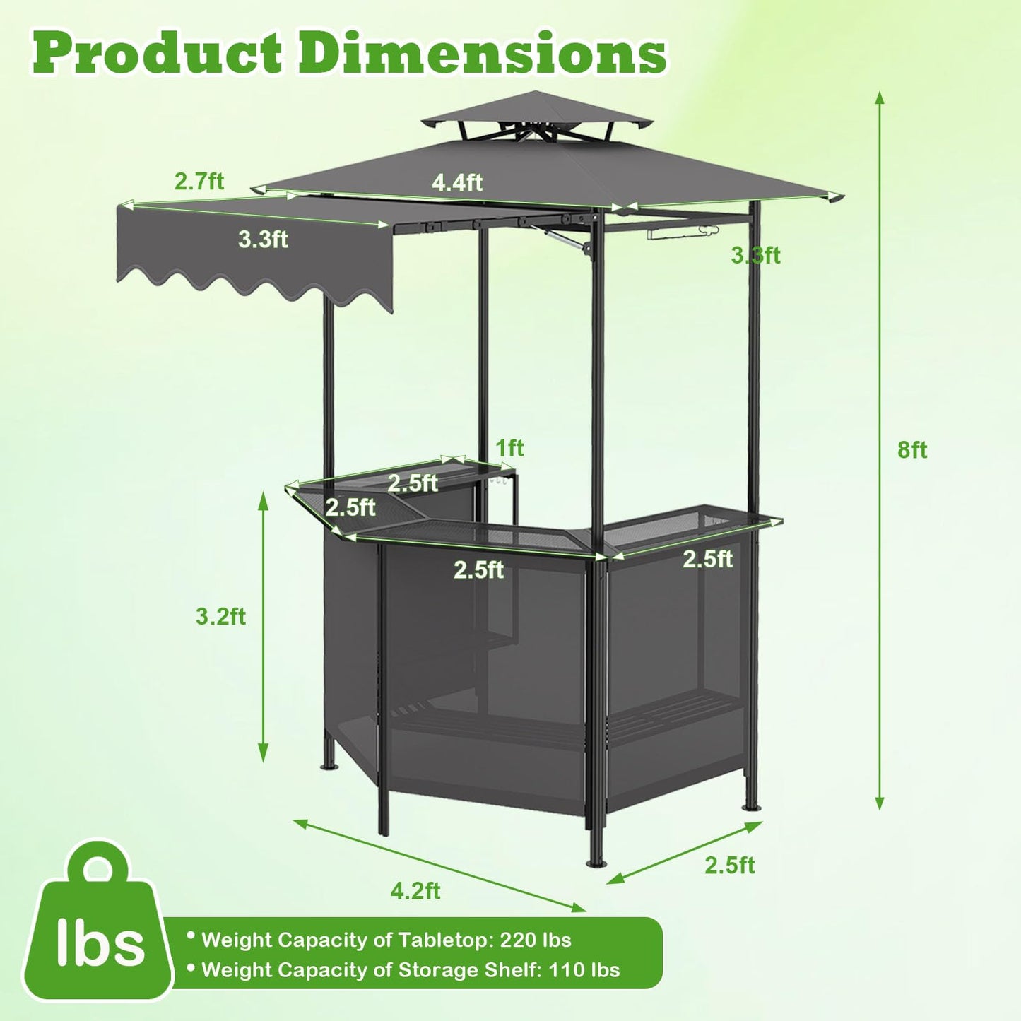 Tangkula Grill Gazebo Outdoor BBQ Gazebo with Awning
